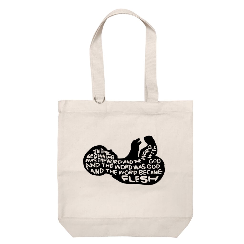 John 1:1-14 - Heavy Duty Cotton Shoulder Basic Bag Reinforced Bottom -Size M