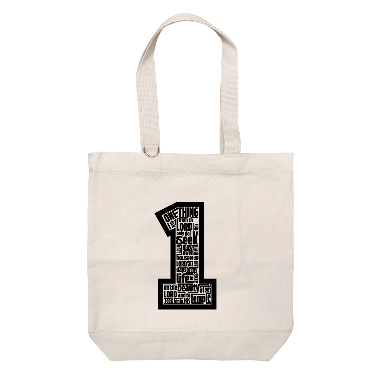 Psalm 27:4 - Heavy Duty Cotton Shoulder Basic Bag Reinforced Bottom - Size M - Image 1