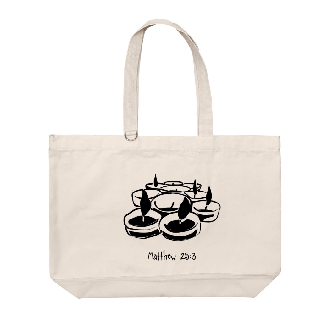Matthew 25:3 - Heavy Duty Cotton Shoulder Basic Bag - Size L