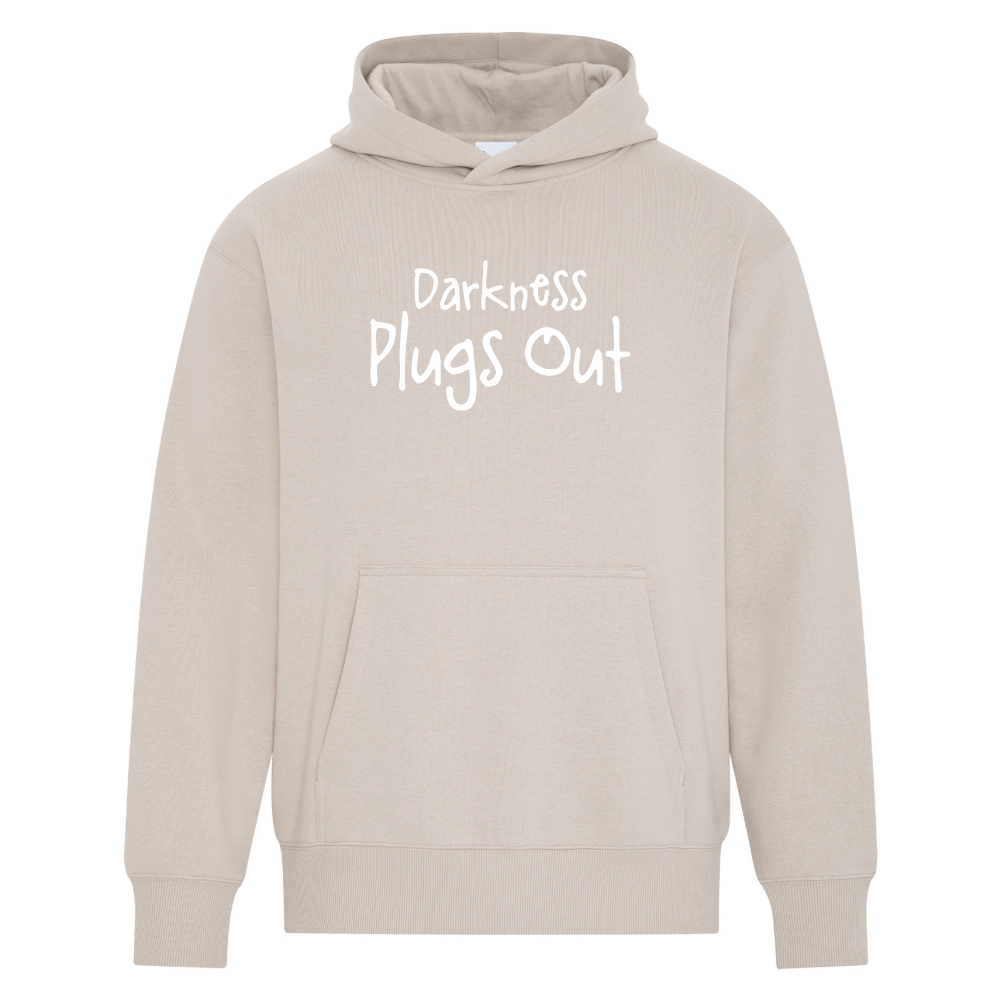 Darkness Plugs Out - Heavyweight Ring Spun Fleece Pullover Hoodie - Sand - Size S - 4XL