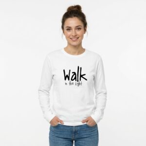 Walk in the Light - Heavyweight Ring Spun Cotton Long Sleeve Tee - White - Size XS - 6XL - Image 4