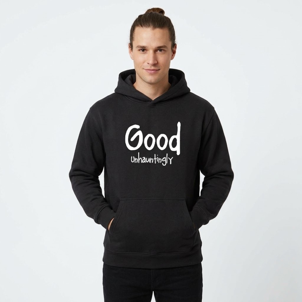Good Unhauntingly - Heavyweight Ring Spun Fleece Pullover Hoodie - Black - Size S - 4XL