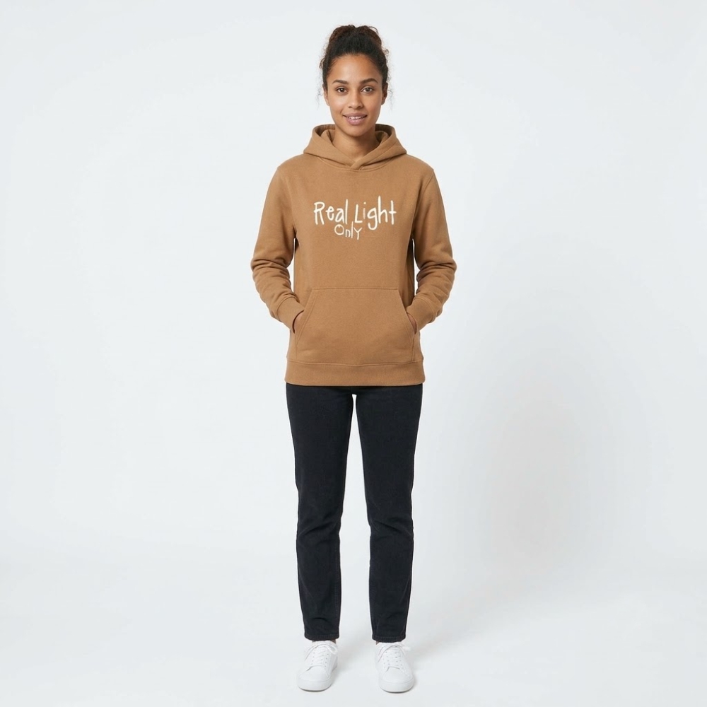 Real Light Only- Heavyweight Ring Spun Fleece Pullover Hoodie - Caramel - Size S - 4XL