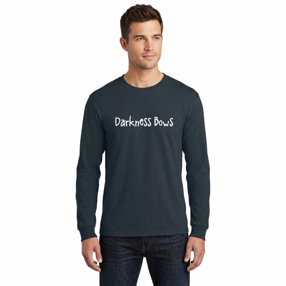 Darkness Bows - Heavyweight Ring Spun Cotton Long Sleeve Tee - Dark Navy - Size XS - 6XL