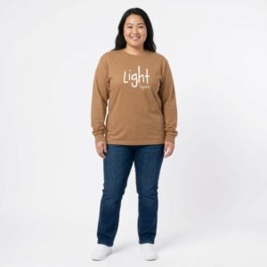 Light Exposes - Heavyweight Ring Spun Cotton Long Sleeve Tee - Caramel - Size XS - 6XL - Image 4