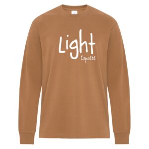 Light Exposes - Heavyweight Ring Spun Cotton Long Sleeve Tee - Caramel - Size XS - 6XL