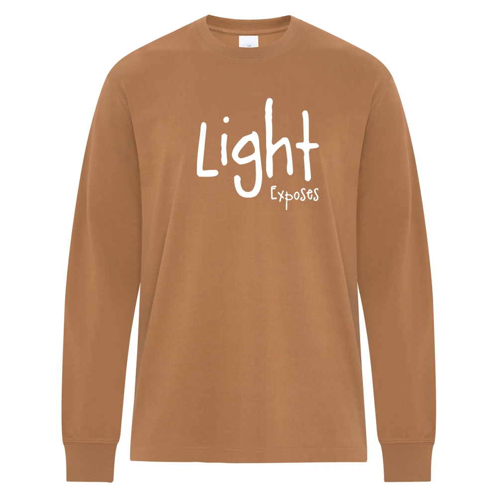 Light Exposes - Heavyweight Ring Spun Cotton Long Sleeve Tee - Caramel - Size XS - 6XL