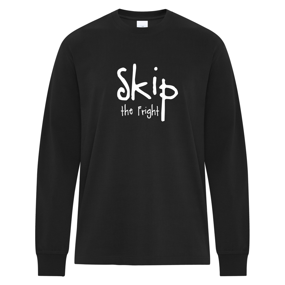 Skip the Fright - Heavyweight Ring Spun Cotton Long Sleeve Tee - Black - Size XS - 6XL