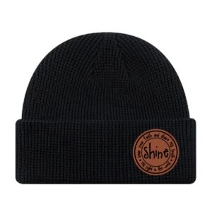 Shine His Light - Waffle Knit Cuff Toque - Black