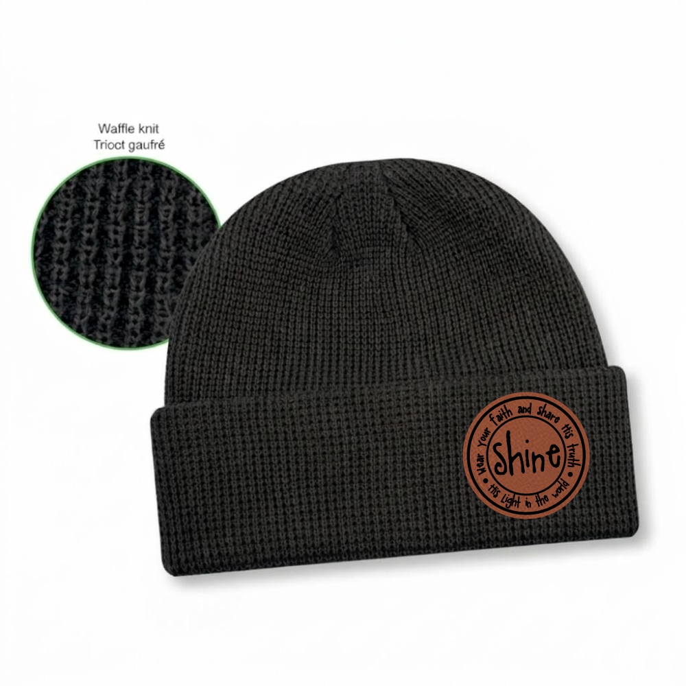 Shine His Light - Waffle Knit Cuff Toque - Black
