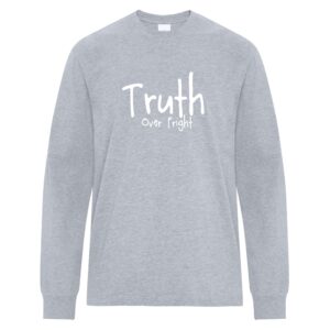 Truth Over Fright - Heavyweight Ring Spun Cotton Long Sleeve Tee - Athletic Grey - Size XS - 6XL