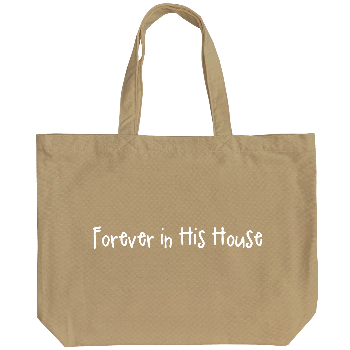 Forever in His House - Vintage Beige Peach Soft-touch Cotton Large Tote