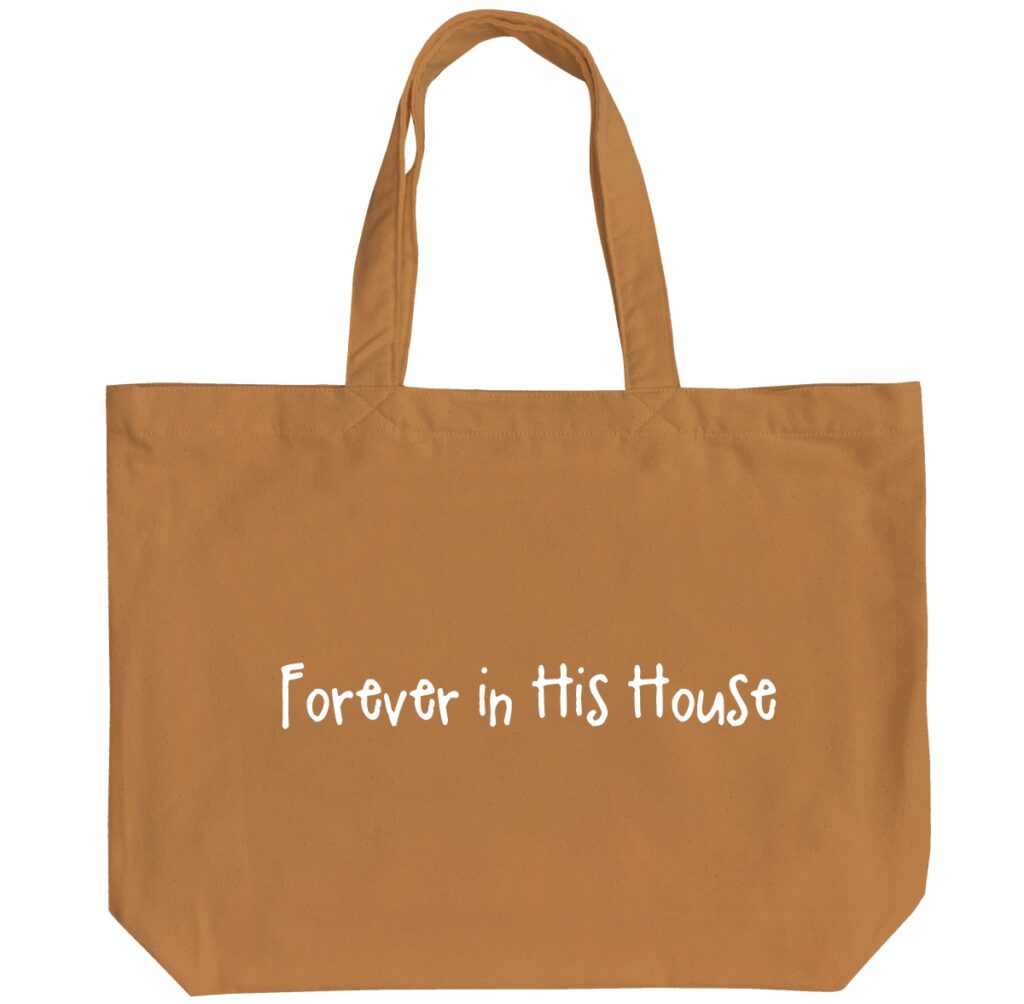 Forever in His House - Vintage Orange Peach Soft-touch Cotton Large Tote