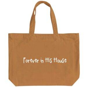 Forever in His House - Vintage Orange Peach Soft-touch Cotton Large Tote