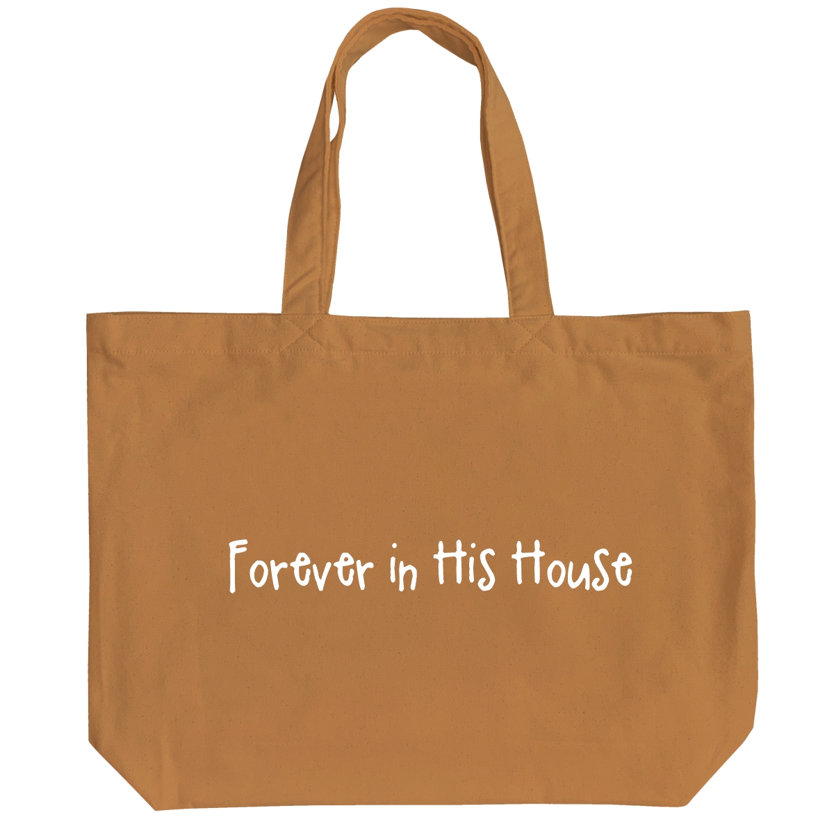 Forever in His House - Vintage Orange Peach Soft-touch Cotton Large Tote
