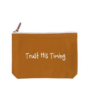 Trust His Timing - 6 Color Peach Soft-Touch Cotton Zipper Pouch - Size L - Image 6