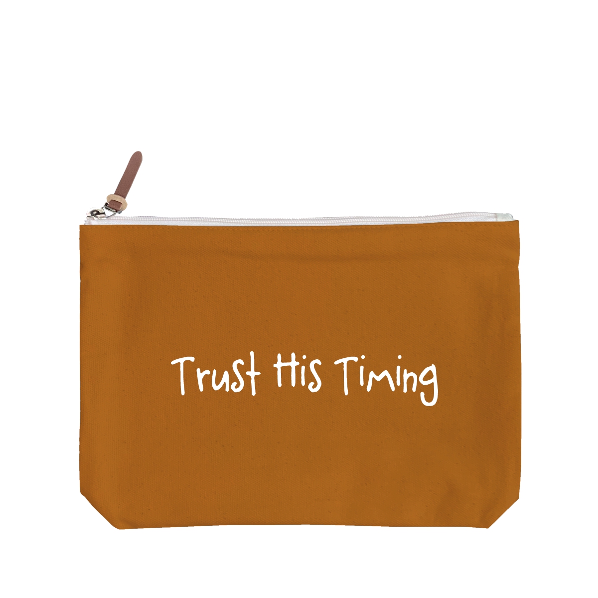 Trust His Timing - 6 Color Peach Soft-Touch Cotton Zipper Pouch - Size L - Image 6