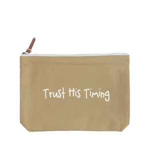 Trust His Timing - 6 Color Peach Soft-Touch Cotton Zipper Pouch - Size L - Image 5