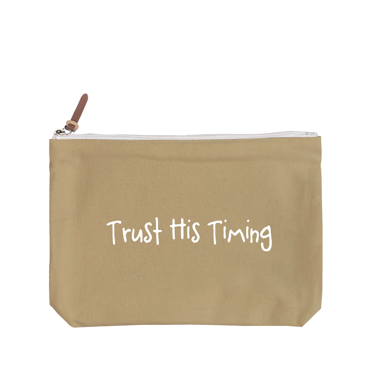 Trust His Timing - 6 Color Peach Soft-Touch Cotton Zipper Pouch - Size L - Image 5