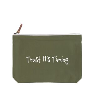 Trust His Timing - 6 Color Peach Soft-Touch Cotton Zipper Pouch - Size L - Image 4