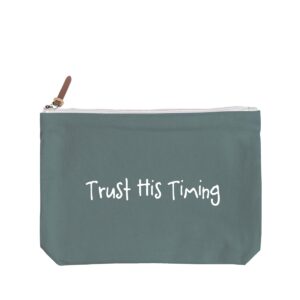 Trust His Timing - 6 Color Peach Soft-Touch Cotton Zipper Pouch - Size L - Image 1