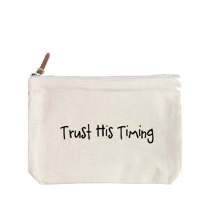 Trust His Timing - 6 Color Peach Soft-Touch Cotton Zipper Pouch - Size L - Image 3